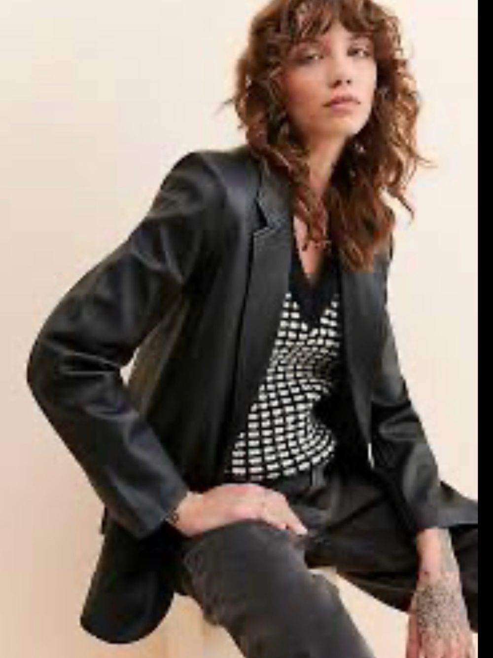 Anthropologie Black Faux Leather Blazer